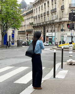 Denim Shirring Blouse